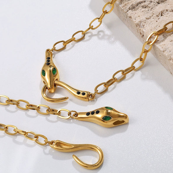 Wholesale 316L Stainless Steel Snake Head Necklace Fashion Hiphop Style Electroplated For Women