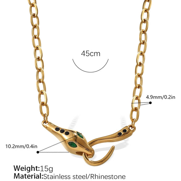 Wholesale 316L Stainless Steel Snake Head Necklace Fashion Hiphop Style Electroplated For Women