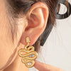 Wholesale Titanium Steel Snake Shaped Exaggerated Retro Earrings With Animal Pattern And Electroplating