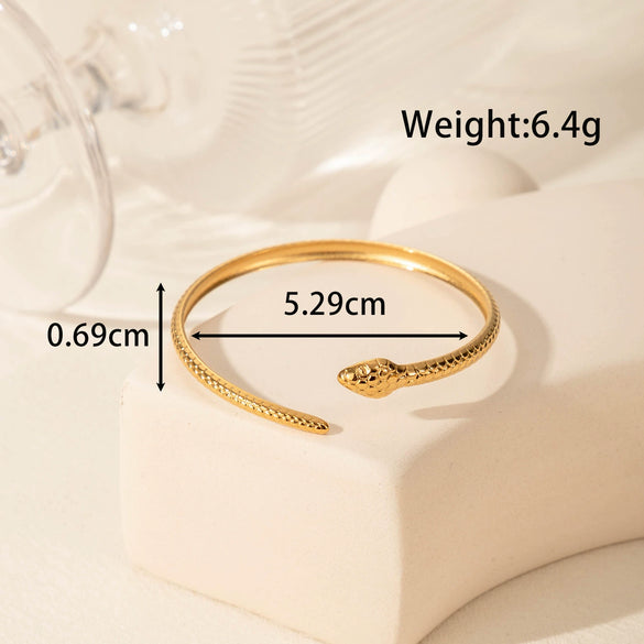 Wholesale Titanium Steel Snake Shaped Exaggerated Wide Version Opening Adjustable Jewelry With Electroplating