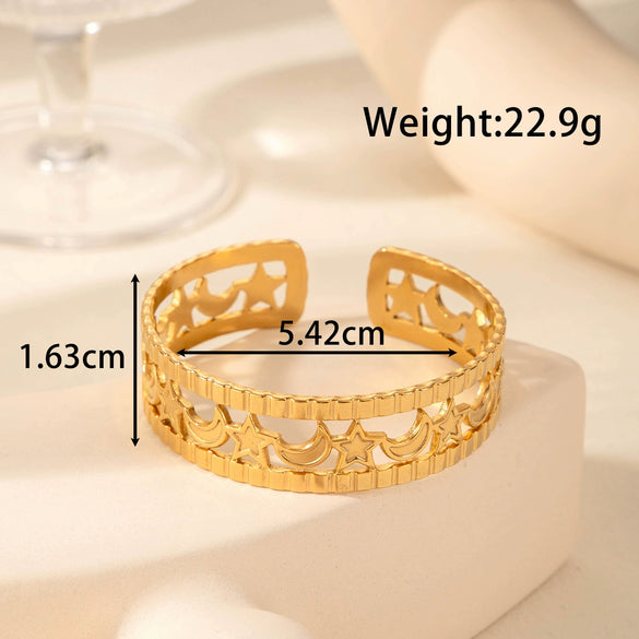 Wholesale Titanium Steel Snake Shaped Exaggerated Wide Version Opening Adjustable Jewelry With Electroplating