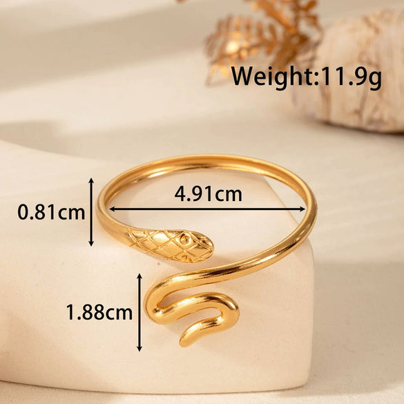Wholesale Titanium Steel Snake Shaped Retro Opening Adjustable Bracelet With Electroplating
