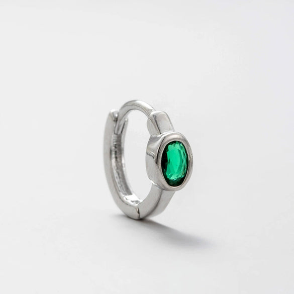 Wholesale Titanium Steel Snake Zodiac Ear Nail With Green Zircon For Women