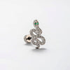 Wholesale Titanium Steel Snake Zodiac Ear Nail With Green Zircon For Women