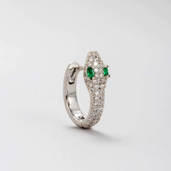 Wholesale Titanium Steel Snake Zodiac Ear Nail With Green Zircon For Women