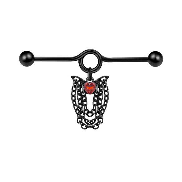 Wholesale Titanium Steel Specialshaped Bar Chain Pendant Earrings Geometric Heart Bow Tie Star Shape Electroplating Unisex Hiphop Piercing Ear Bridge