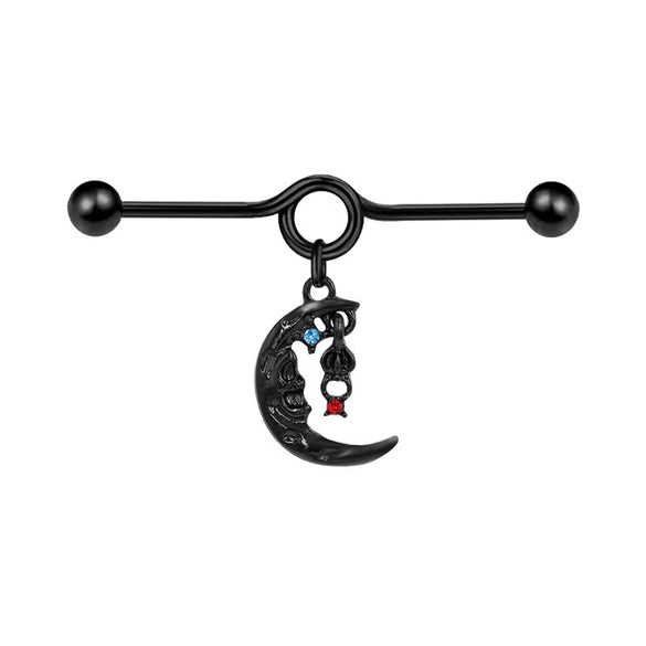 Wholesale Titanium Steel Specialshaped Bar Chain Pendant Earrings Geometric Heart Bow Tie Star Shape Electroplating Unisex Hiphop Piercing Ear Bridge