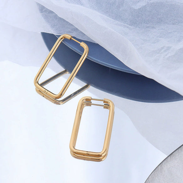 Wholesale Titanium Steel Square Earrings For Women Fashion Minimalist Exaggerated Electroplated Jewelry