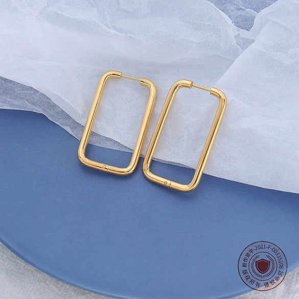 Wholesale Titanium Steel Square Earrings For Women Fashion Minimalist Exaggerated Electroplated Jewelry
