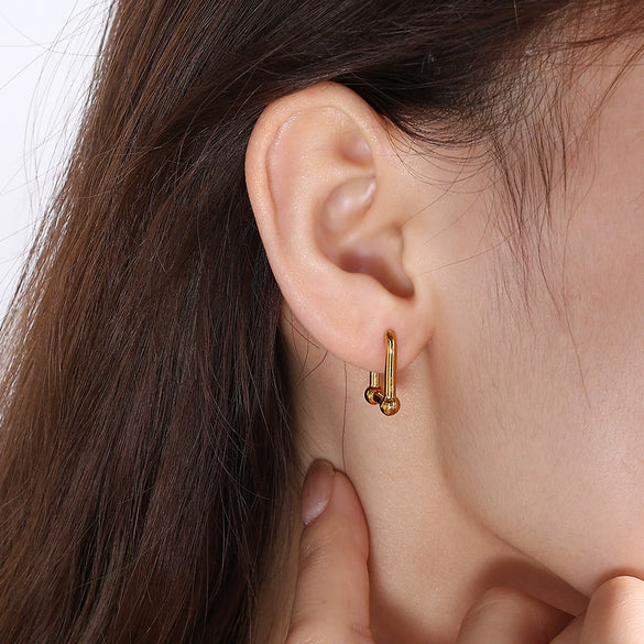 Wholesale 316L Stainless Steel Square Geometric Electroplated Fashion Women's Earrings