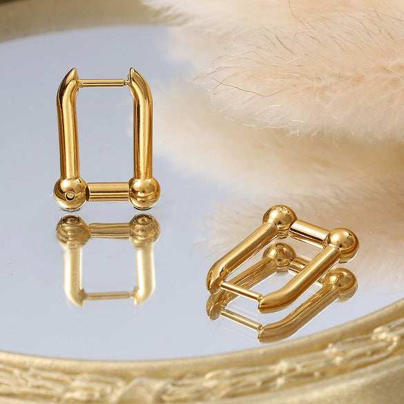 Wholesale 316L Stainless Steel Square Geometric Electroplated Fashion Women's Earrings