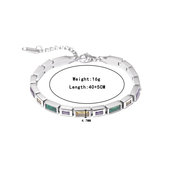 Wholesale Titanium Steel Square Stitching Geometric Electroplating Bracelet For Women