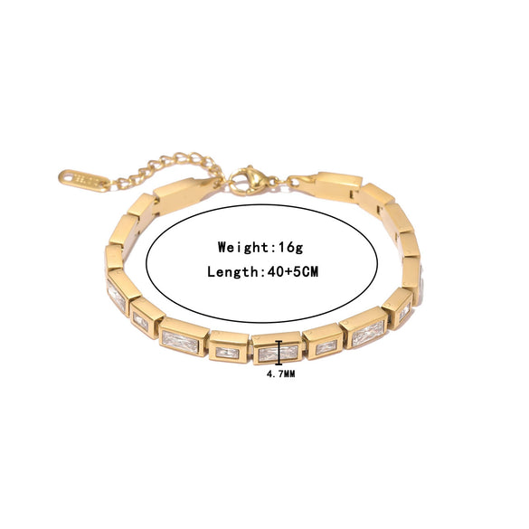 Wholesale Titanium Steel Square Stitching Geometric Electroplating Bracelet For Women