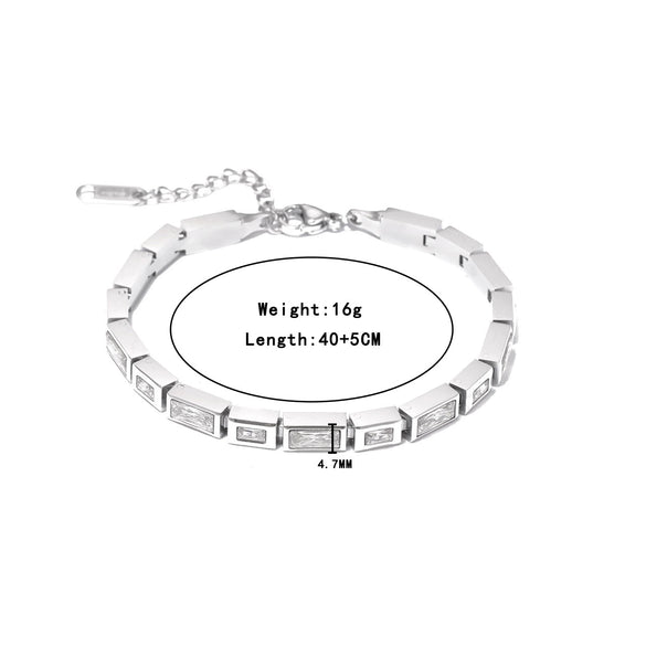 Wholesale Titanium Steel Square Stitching Geometric Electroplating Bracelet For Women