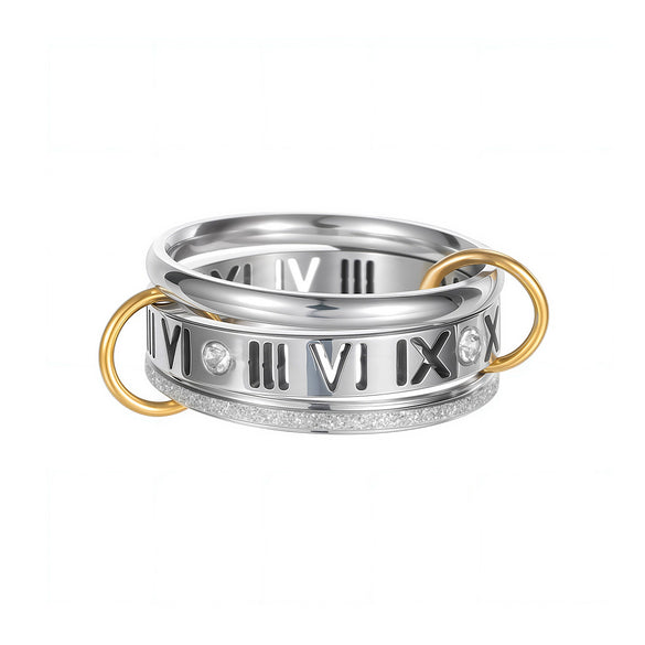 Wholesale Titanium Steel Stacking Rings Geometric Style Electroplated Hand Jewelry