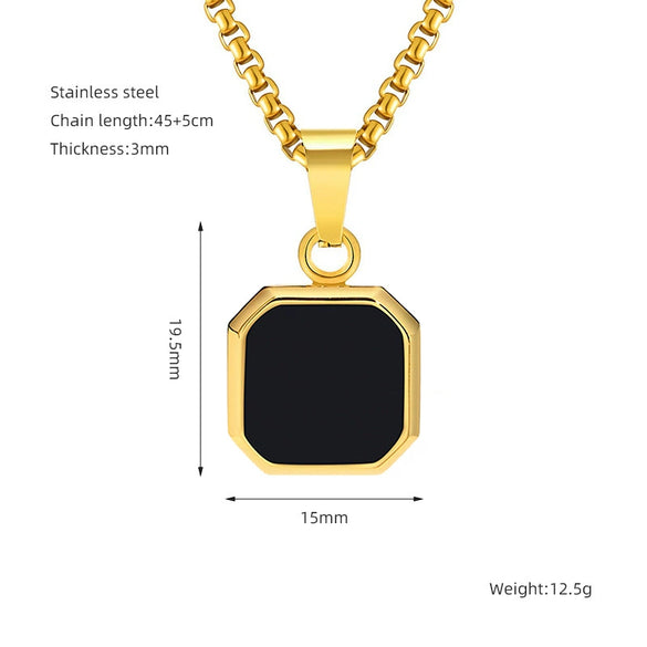 Wholesale Titanium Steel 316L Stainless Steel Geometric Pendant Necklace For Women Light Luxury With Natural Gold Sand
