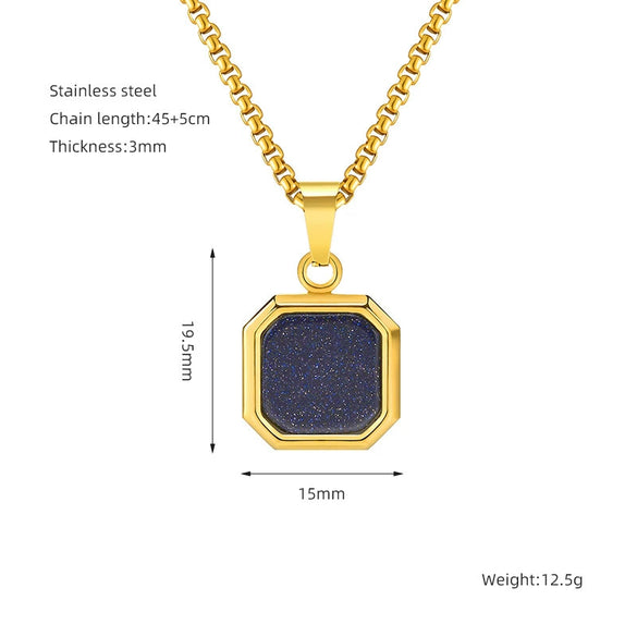 Wholesale Titanium Steel 316L Stainless Steel Geometric Pendant Necklace For Women Light Luxury With Natural Gold Sand