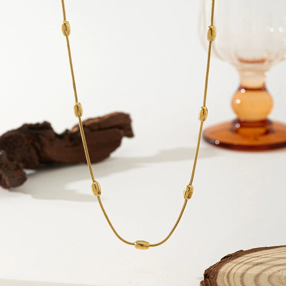 Wholesale Titanium Steel Stainless Steel Round Bead Electroplated Clavicle Necklace For Women