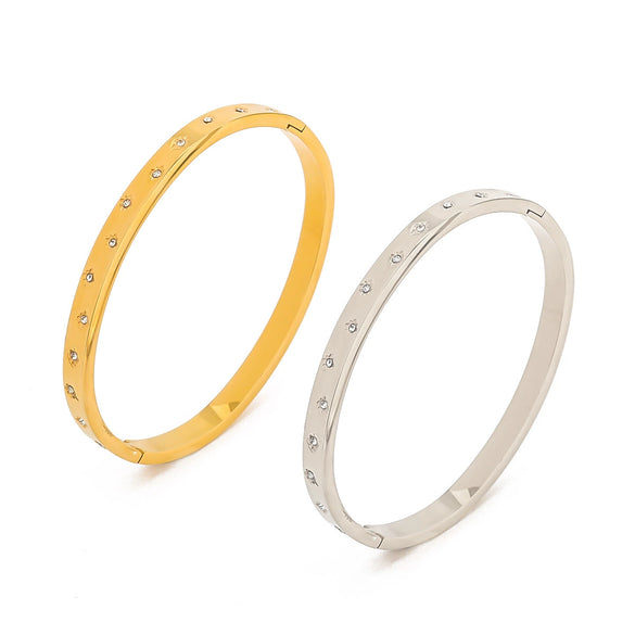 Wholesale Titanium Steel Star Buckle Zircon Bracelet With Electroplating Treatment Non Fading