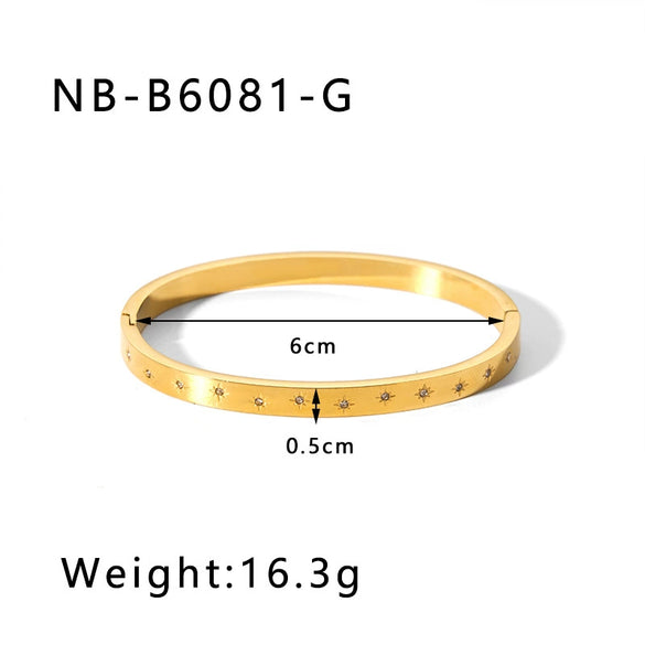 Wholesale Titanium Steel Star Buckle Zircon Bracelet With Electroplating Treatment Non Fading