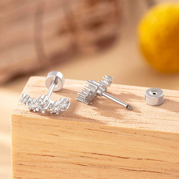 Wholesale Titanium Steel Star Inlaid Zircon Women's Ear Nails