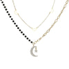 Wholesale Titanium Steel Star Moon Doublelayer Necklace With Electroplating And Black Beaded Design For Women