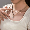 Wholesale Titanium Steel Star Moon Doublelayer Necklace With Electroplating And Black Beaded Design For Women