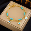 Wholesale Titanium Steel Star Pattern Doublelayer Stacked Irregular Chain Beaded Anklet For Women
