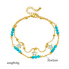 Wholesale Titanium Steel Star Pattern Doublelayer Stacked Irregular Chain Beaded Anklet For Women