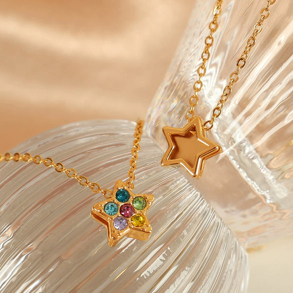 Wholesale 316L Stainless Steel Star Shape And U Shape Pendant Necklace With Electroplating Treatment Fashion Style For Women