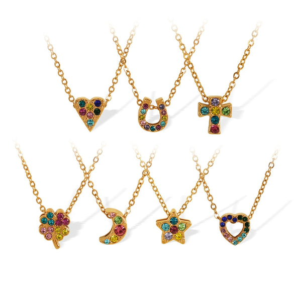 Wholesale 316L Stainless Steel Star Shape And U Shape Pendant Necklace With Electroplating Treatment Fashion Style For Women