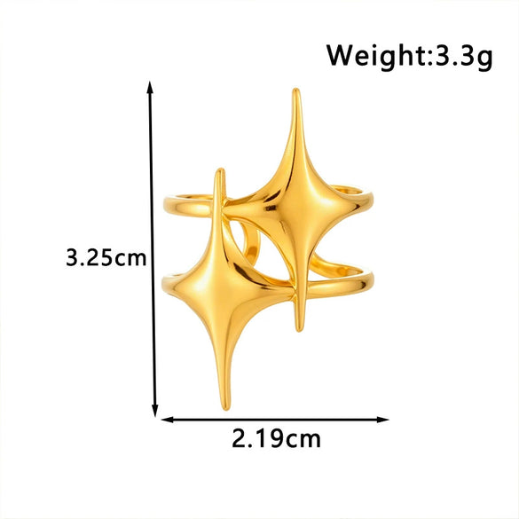 Wholesale Titanium Steel Star Shaped Open Adjustable Ring With Electroplating Design In Cold Style