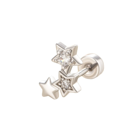 Wholesale Titanium Steel Star Shaped Perforated Earrings With Zirconia For Women Fairy Style