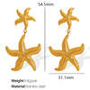 Wholesale 316L Stainless Steel Starfish Pendant Earrings Animal Style Electroplated Jewelry For Women