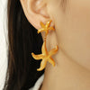 Wholesale 316L Stainless Steel Starfish Pendant Earrings Animal Style Electroplated Jewelry For Women