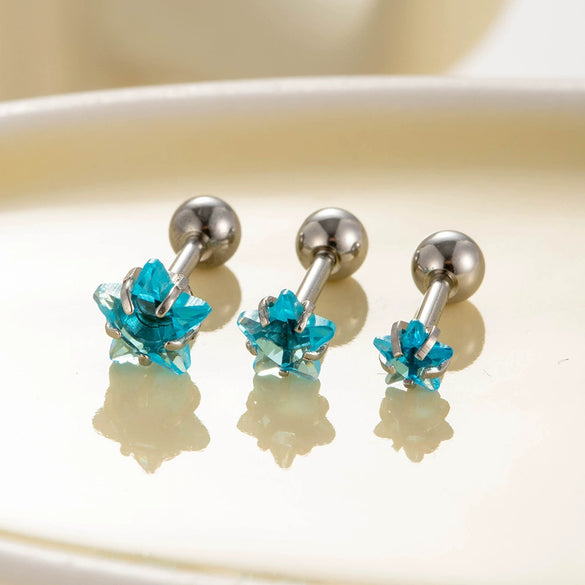 Wholesale Titanium Steel Sweet Star Shaped Zircon Inlaid Earring