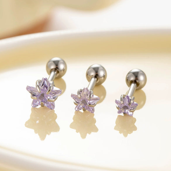 Wholesale Titanium Steel Sweet Star Shaped Zircon Inlaid Earring