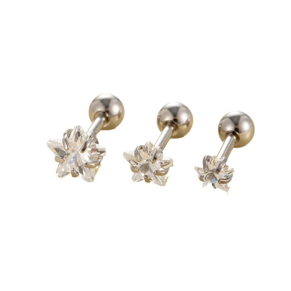 Wholesale Titanium Steel Sweet Star Shaped Zircon Inlaid Earring