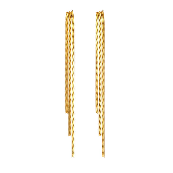 Wholesale Titanium Steel Tassel Earrings Geometric Style Vacuum Electroplated