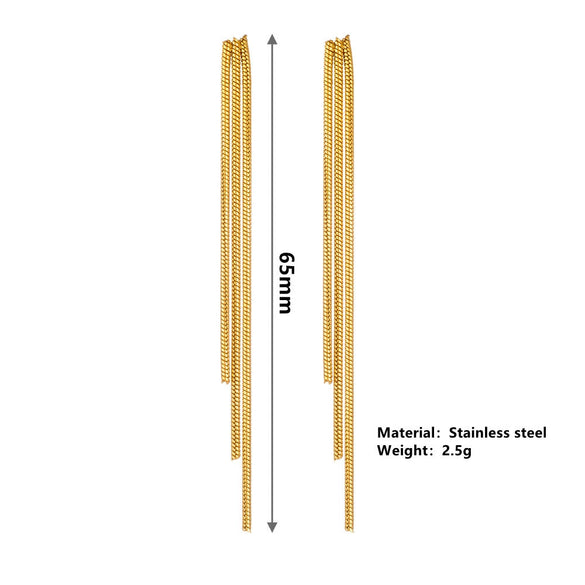 Wholesale Titanium Steel Tassel Earrings Geometric Style Vacuum Electroplated