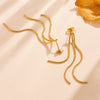 Wholesale Titanium Steel Tassel Earrings Geometric Style Vacuum Electroplated