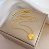 Wholesale Titanium Steel Three Dimensional Flower Geometric Style Electroplated Necklace For Unisex