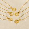Wholesale Titanium Steel Twelve Constellations Cut Out Pendant Snake Bone Chain Necklace Electroplated