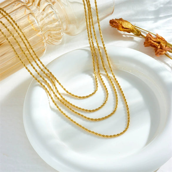 Wholesale Titanium Steel Twist Chain Multilayer Stacking Necklace Punk Hiphop Retro Style Electroplated