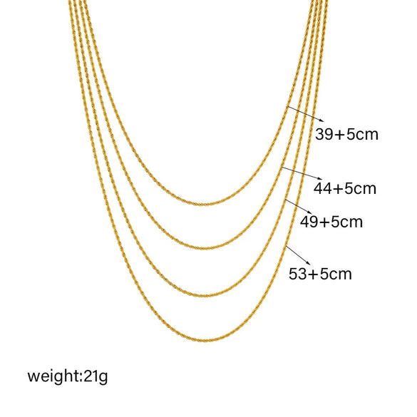 Wholesale Titanium Steel Twist Chain Multilayer Stacking Necklace Punk Hiphop Retro Style Electroplated
