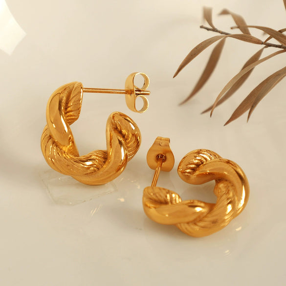 Wholesale 316L Stainless Steel U Shape Fashion Classic Earrings With 18K Gold Plated Electroplating For Women