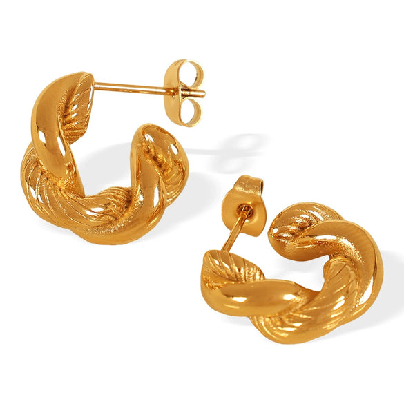 Wholesale 316L Stainless Steel U Shape Fashion Classic Earrings With 18K Gold Plated Electroplating For Women