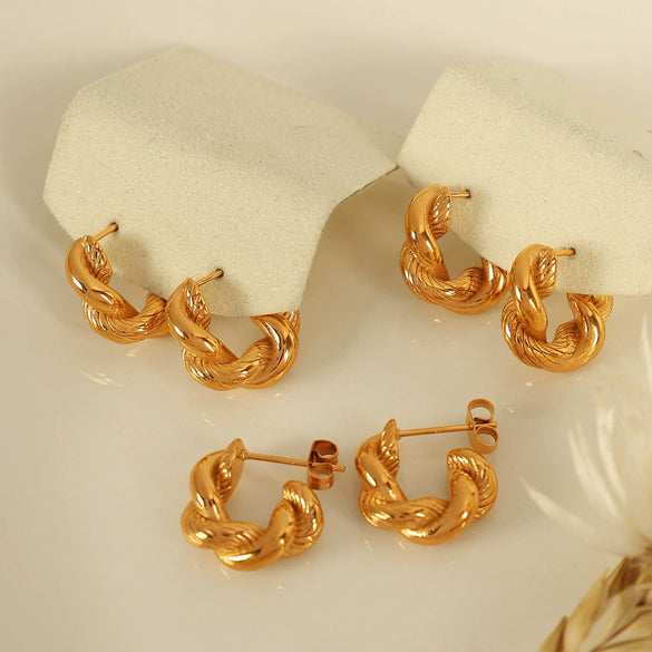 Wholesale 316L Stainless Steel U Shape Fashion Classic Earrings With 18K Gold Plated Electroplating For Women