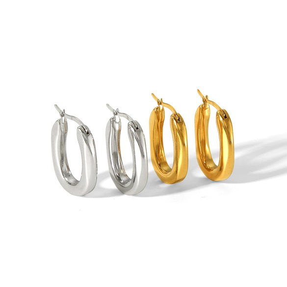 Wholesale Titanium Steel U Shaped Geometric Earrings With Electroplating For Women