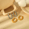 Wholesale Titanium Steel U Shaped Geometric Earrings With Electroplating For Women